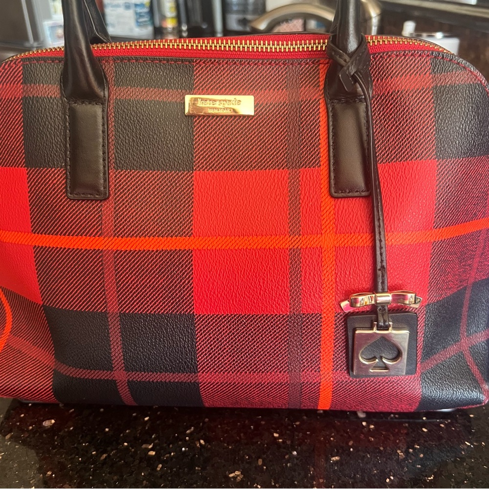 Kate Spade Red and Black Plaid Women's Bag - Picture 13 of 13